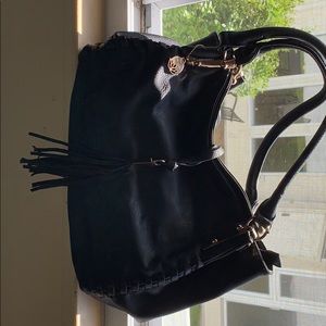 Black leather bag